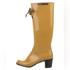 Vintage 2004 Marc Jacobs Tall Yellow Lace Top Heeled Rainboots